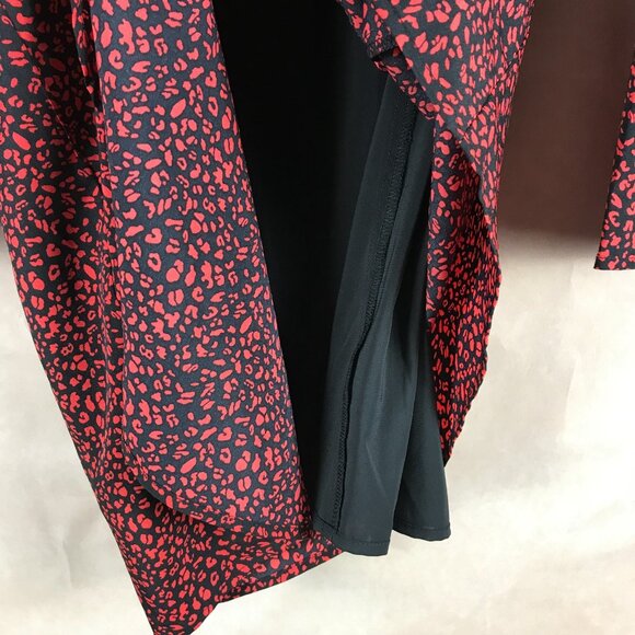 Skies Are Blue Red/Black Printed Faux Wrap Dress SMALL - Picture 8 of 11